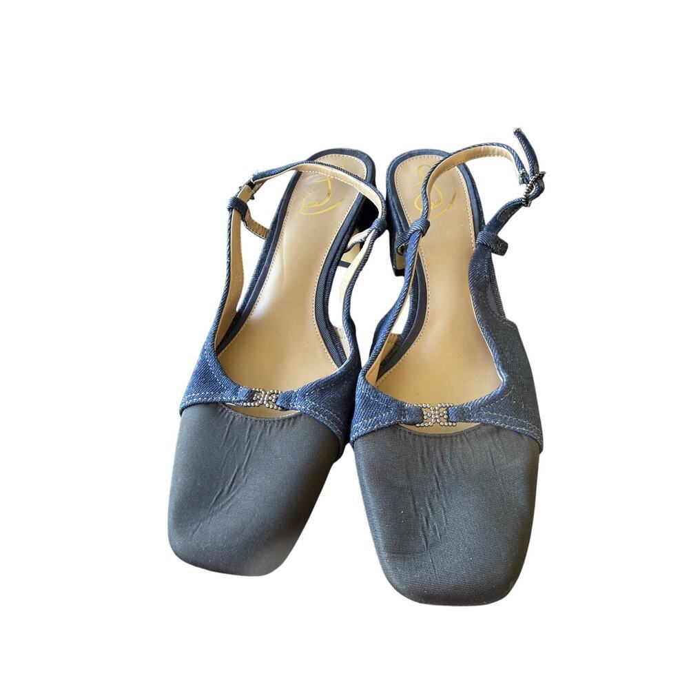 Sam Edelman Women's Navy Black Fabric Tarra Slingback Heel Sandals Size 8.5M - Picture 7 of 11